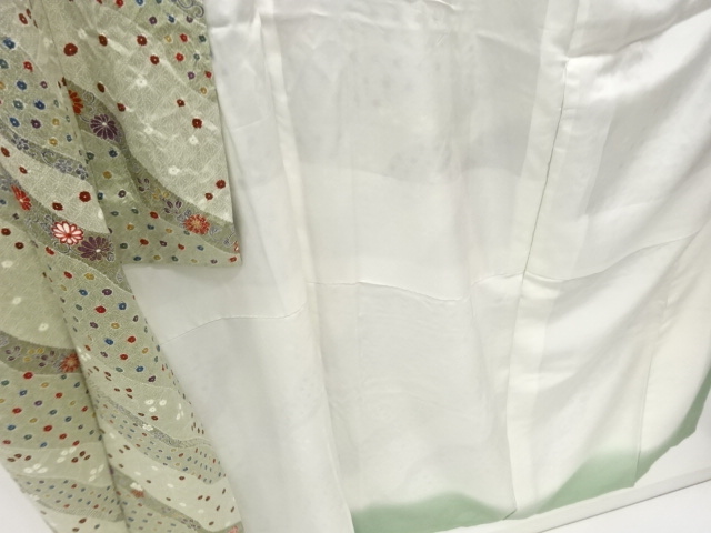  道長取りに疋田・菊唐草模様　小紋着物